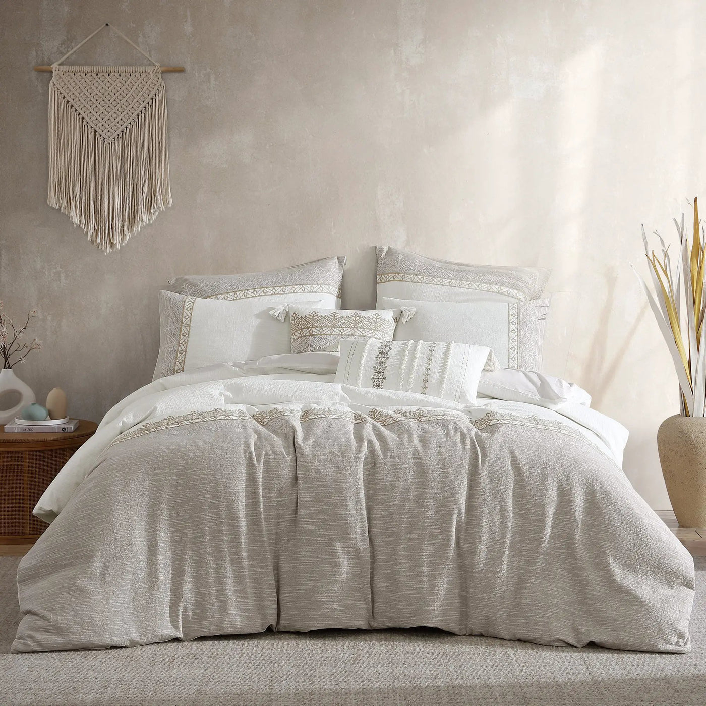 Preston 5-Piece Textured Woven Jacquard Comforter Ensemble by HouseOfZazla