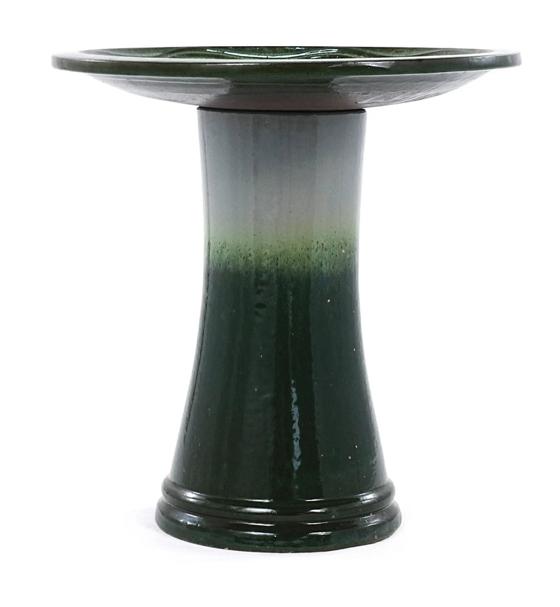 17" Ceramic Bird Bath for Outside, Elegant Tall Outdoor Bird Bath by HouseOfZazla