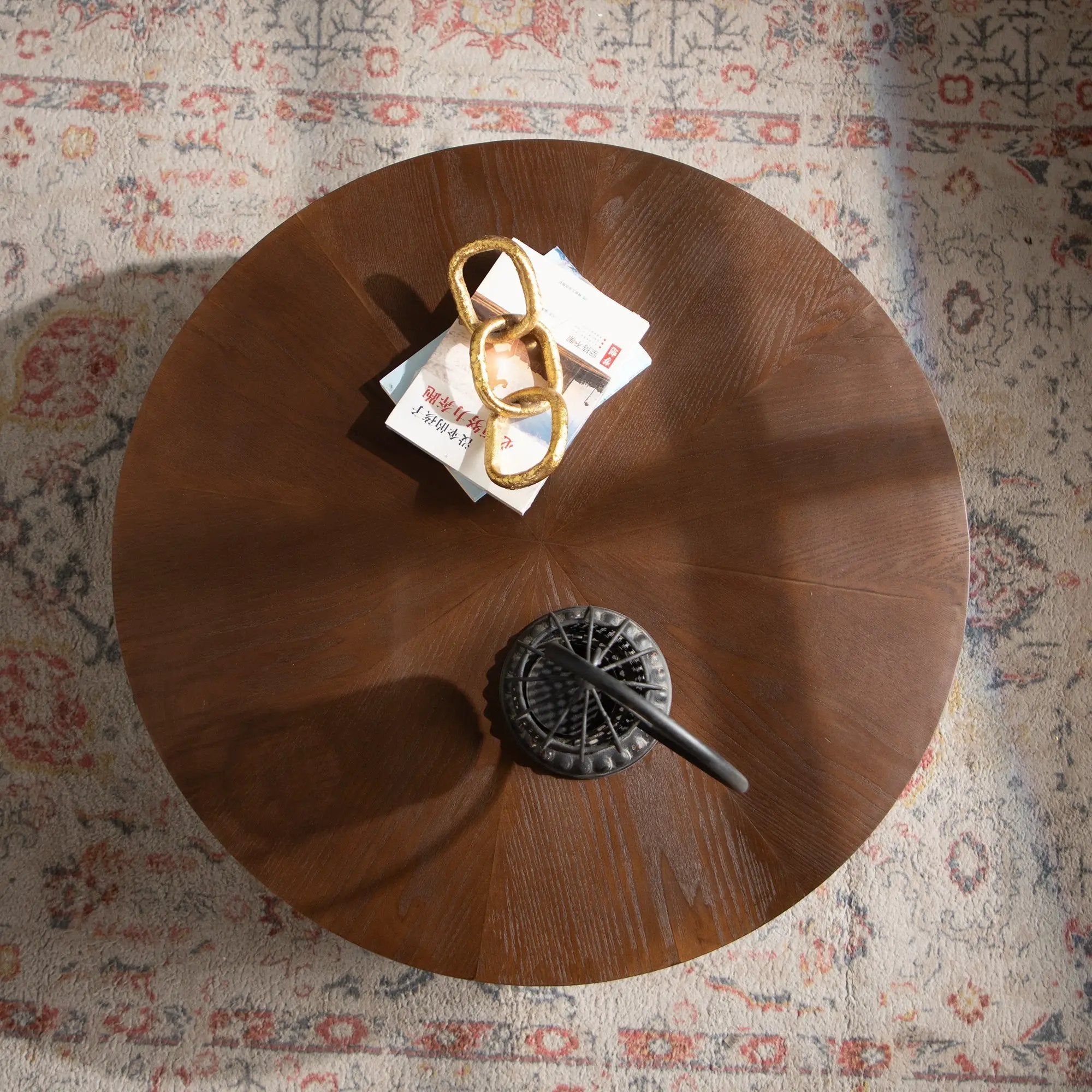 30.31" Round Coffee Table - Handcrafted Wooden Tea Table by HouseOfZazla