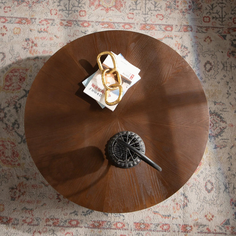 30.31" Round Coffee Table - Handcrafted Wooden Tea Table by HouseOfZazla