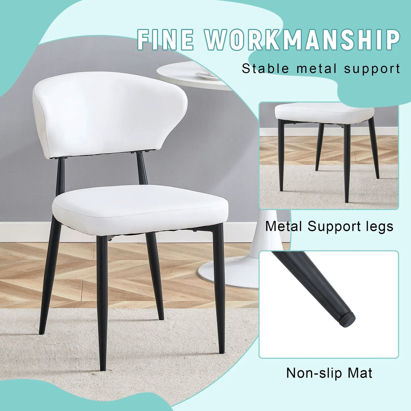 Minimalist Ergonomic Dining Chair With Curved Backres (Set of 4) by Unique Piece Furniture