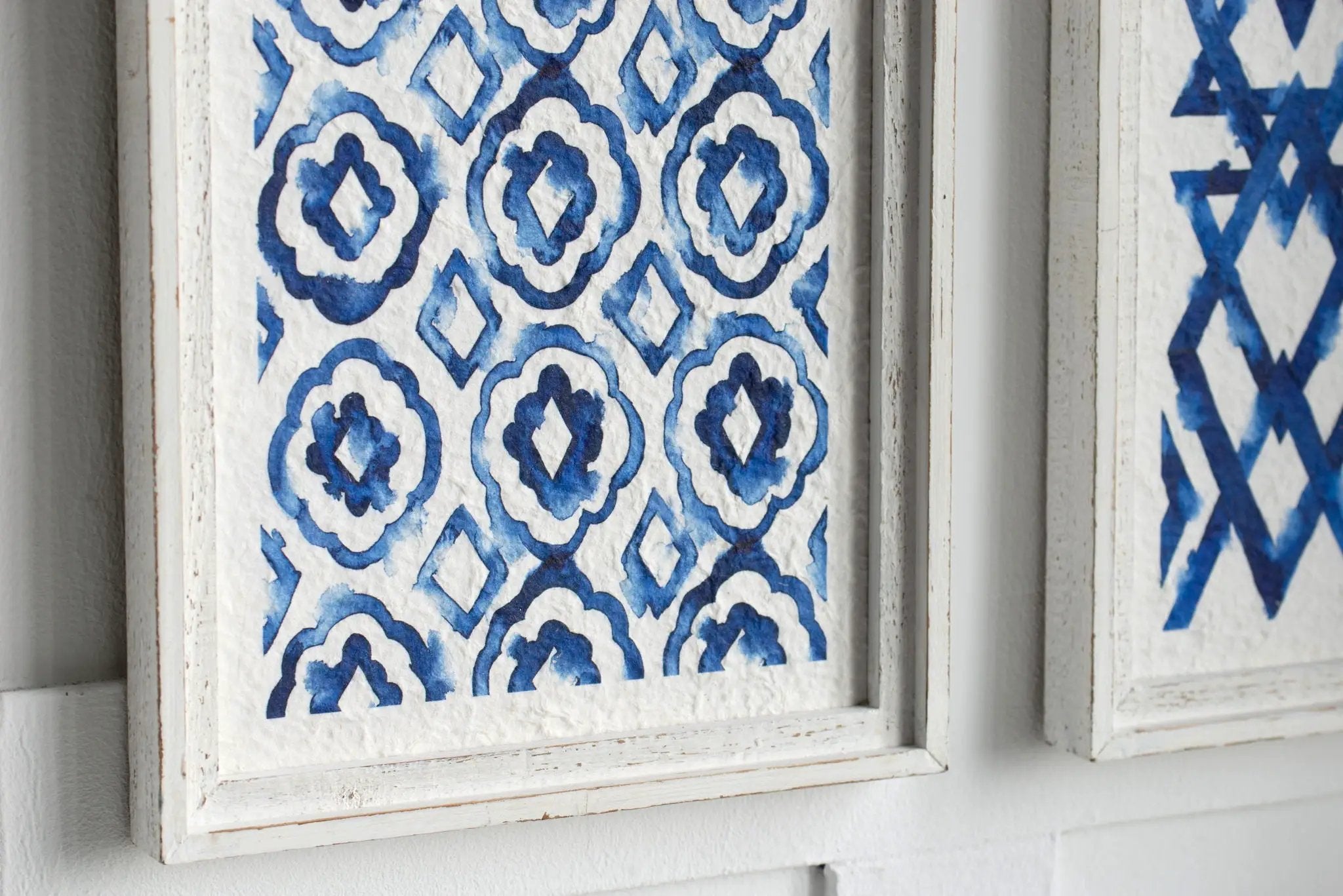 Hanging Sculptures, Modern Wall Art Decor (Set of 2) - White / Blue by Unique Piece Furniture
