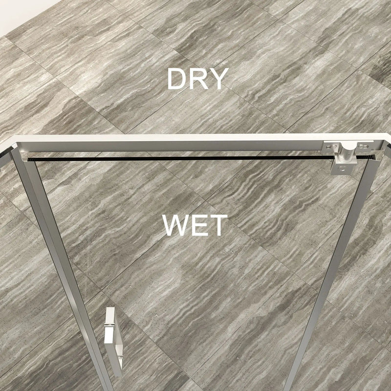 Diamond Shaped Corner Shower Door, Inward Sliding, Stainless Steel Frame by HouseOfZazla