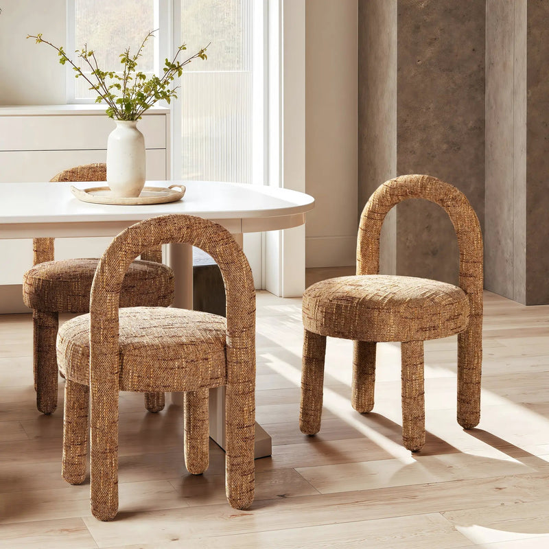 Penny Round Arched Upholstered Dining Side Chair, Set of 2, Golden by HouseOfZazla
