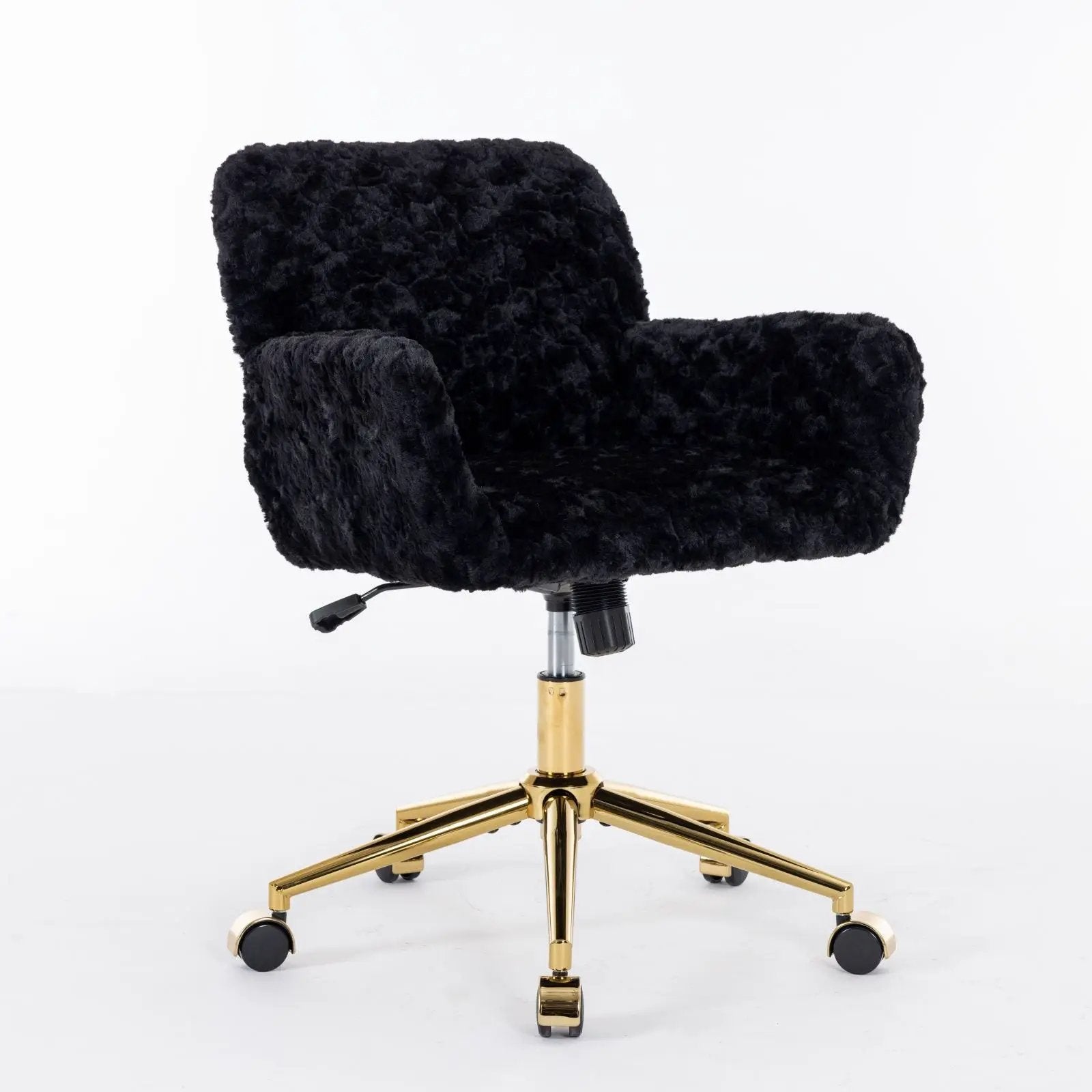 Office Chair, Artificial Rabbit Hair Home Office Chair With Metal Base, Adjustable Desk Chair Swivel Office Chair, Vanity Chair by HouseOfZazla