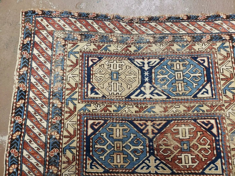 Antique Caucasian Rug 3x5, Shirvan Kazak Tribal Carpet by Jewel Rugs