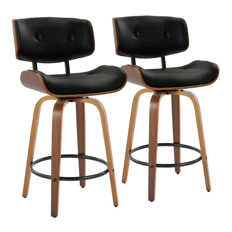 Lombardi - Mid-Century Modern Fixed Height Counter Stool With Swivel With Round Footrest (Set of 2) by Unique Piece Furniture