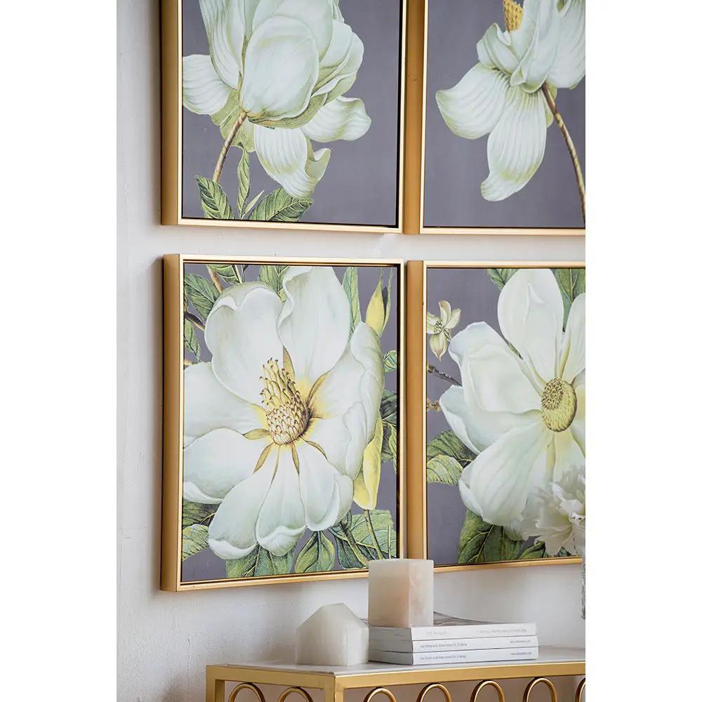 Botanical Wall Art Prints, Home Decor For Living Room Dining Room Bedroom Hallway (Set of 4) - Gray by HouseOfZazla