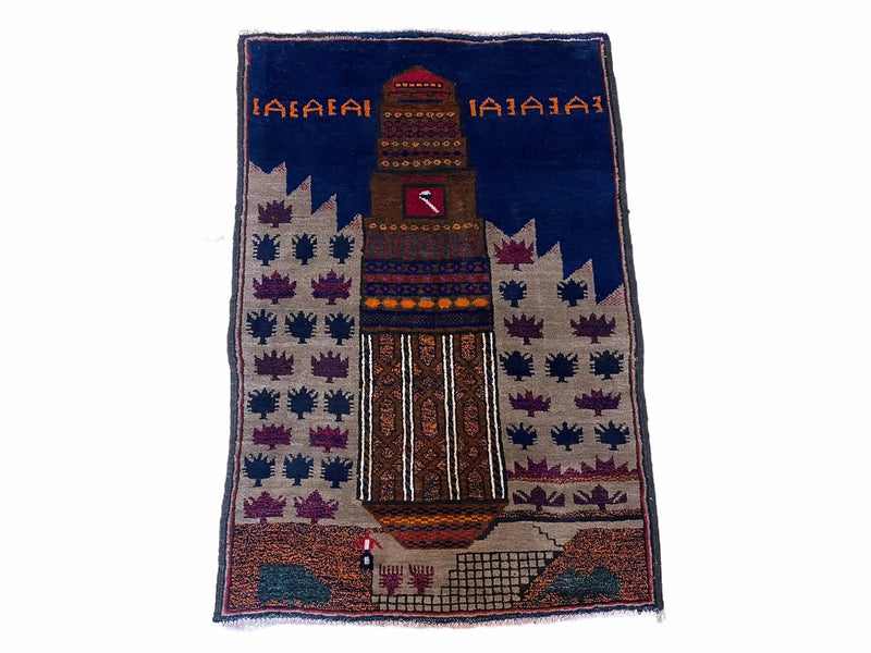 3 X 4.5 Vintage Handmade Tribal Wool Rug Baluchi Rug Afghan Rug Red Blue Beige by Jewel Rugs