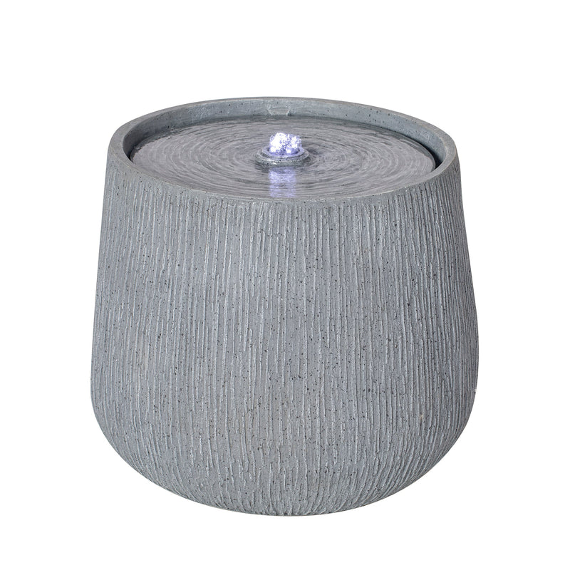 12.99" Gray Polyresin Outdoor Water Fountain with LED Light by HouseOfZazla