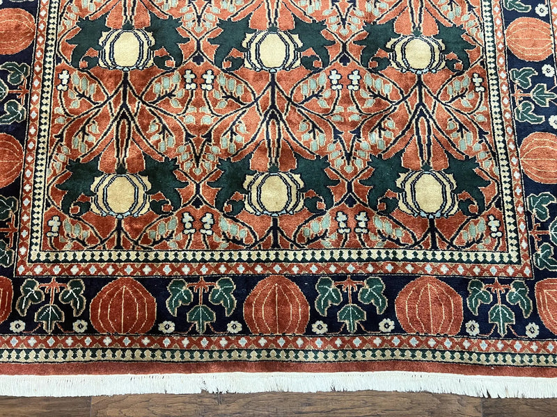 Indo Persian Bidjar Rug 8x10, Red and Black, Handmade Vintage Wool Carpet by Jewel Rugs