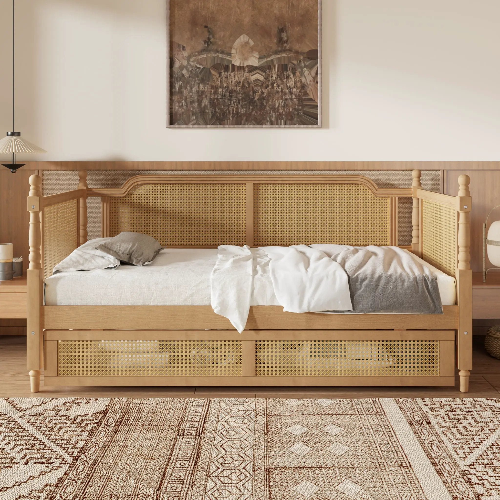Traditional Style Rattan Daybed, No Box Spring Needed by Unique Piece Furniture