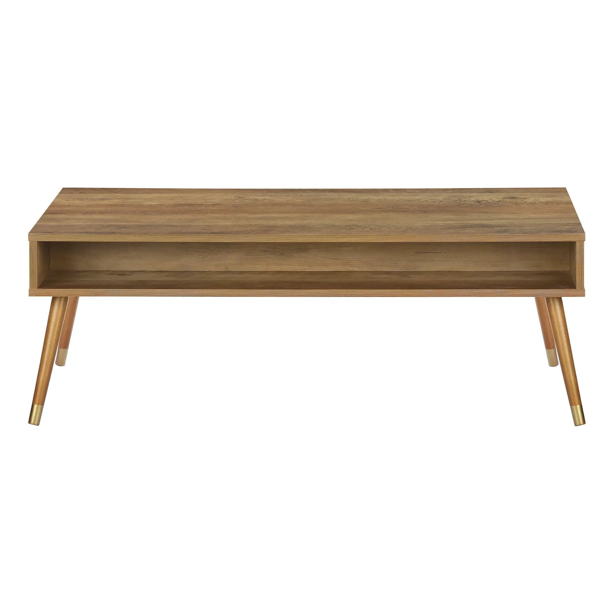 Coffee Table, Accent, Cocktail, Rectangular, Storage, Living Room, Wood Legs, Mid Century - Walnut by Unique Piece Furniture