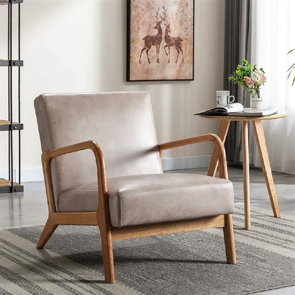 Classic Mid-Century Modern Accent Chairs, Open Framed Armchair With Cushioning by Unique Piece Furniture