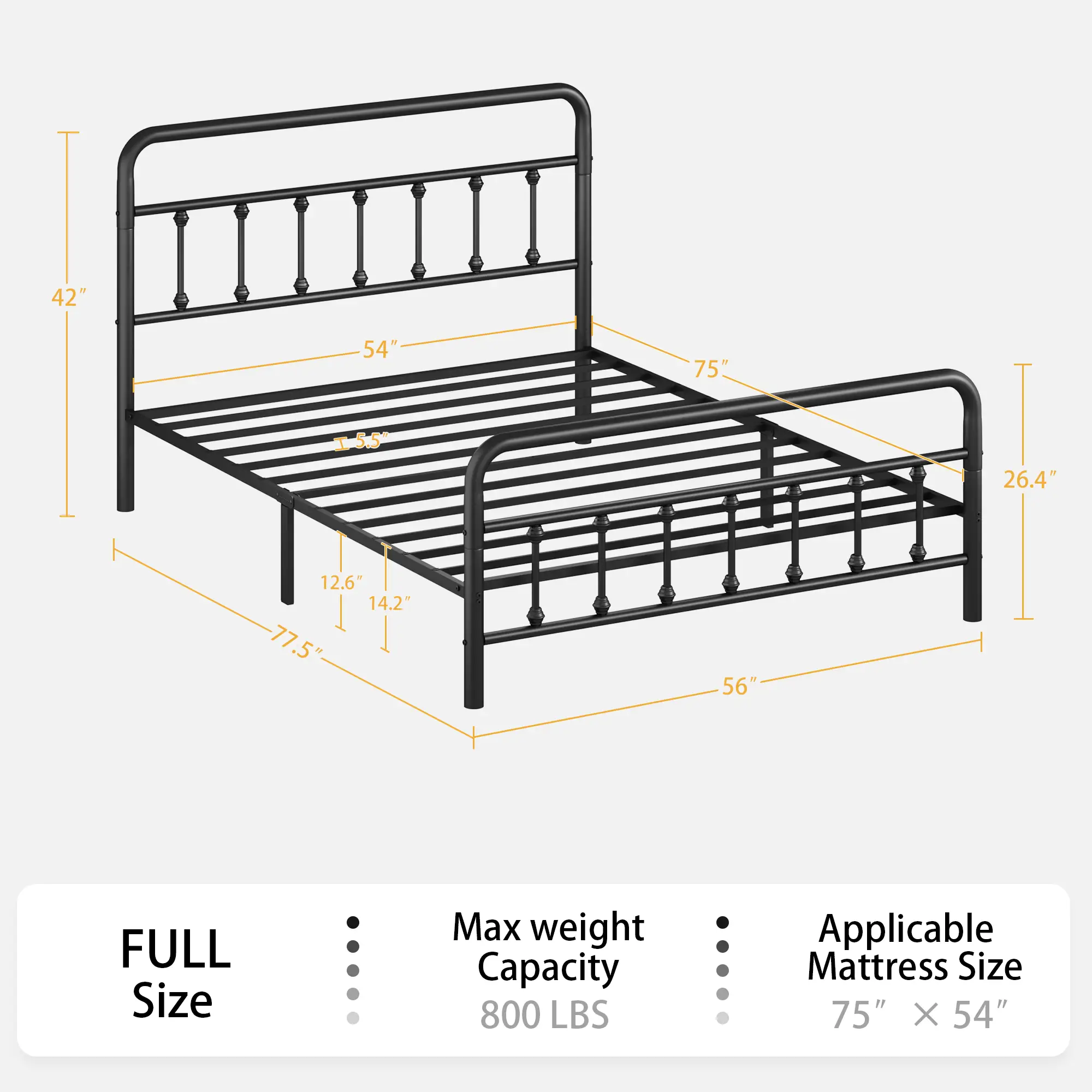 Metal Full Size Bed Frame with Headboard and Under Bed Storage by HouseOfZazla