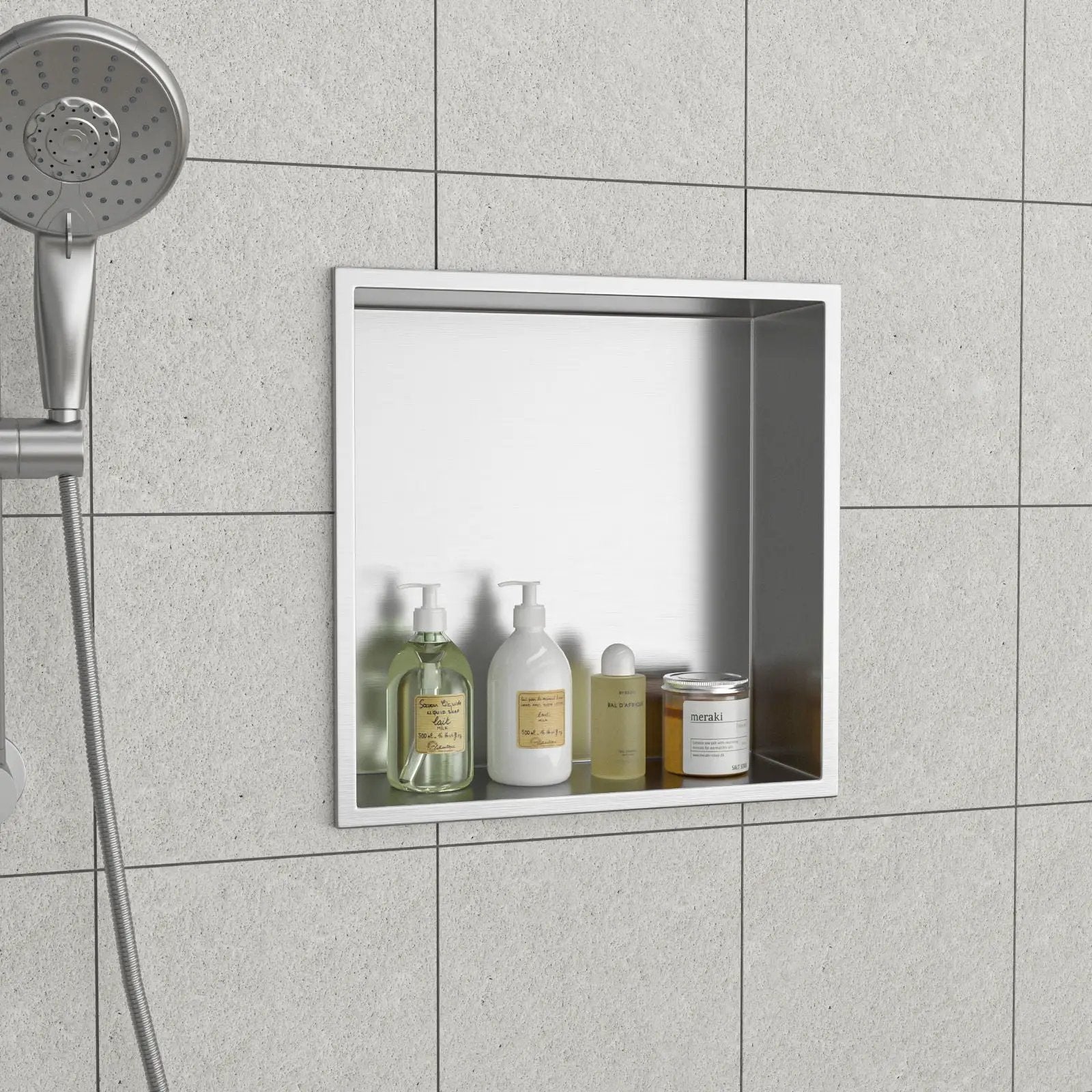 Stainless Steel Shower Niche With Seamless Design For Bathroom Storage by HouseOfZazla