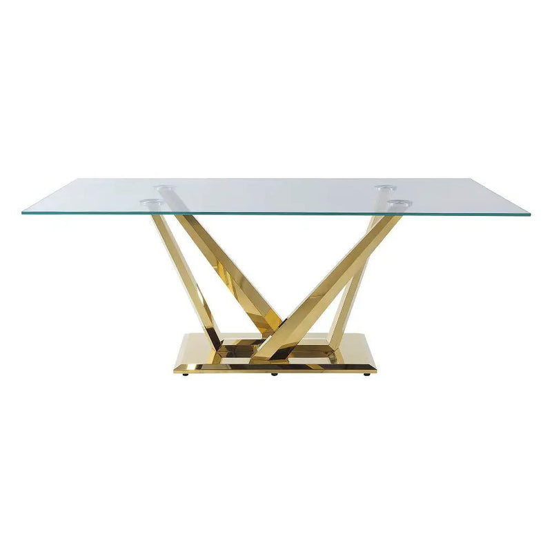 Barnard - Dining Table - Clear Glass & Mirrored Gold by Unique Piece Furniture
