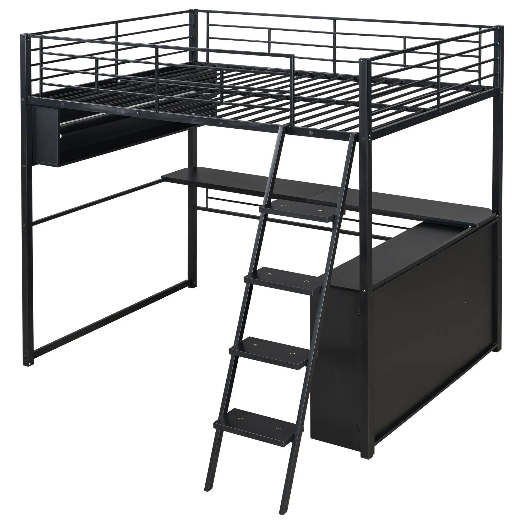 Loft Bed With LED Desk And 4 Storage Shelves by Unique Piece Furniture