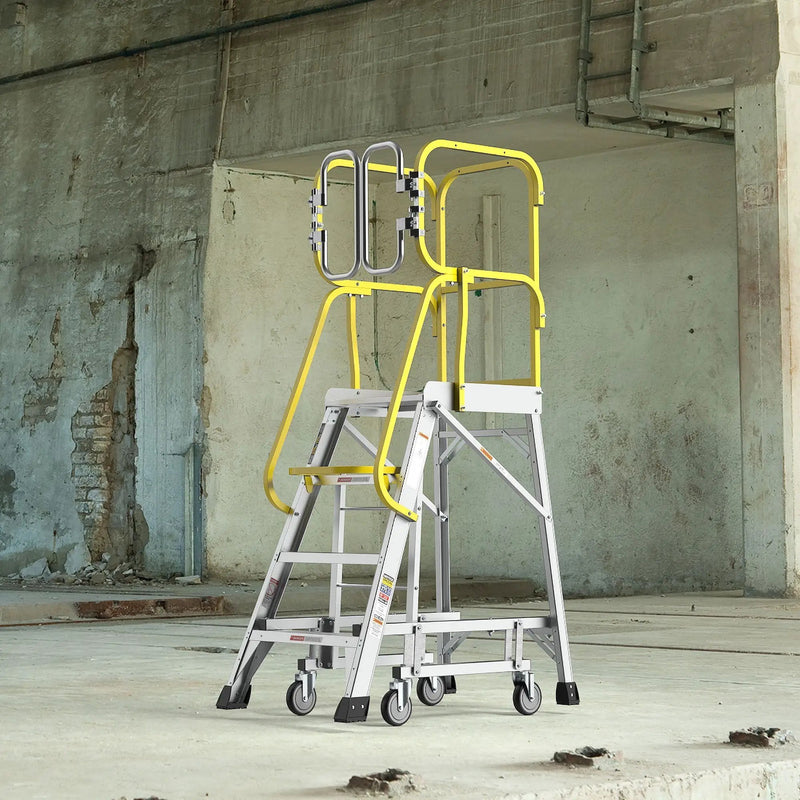 Heavy Duty Aluminum Rolling Platform Ladder with Steps by HouseOfZazla