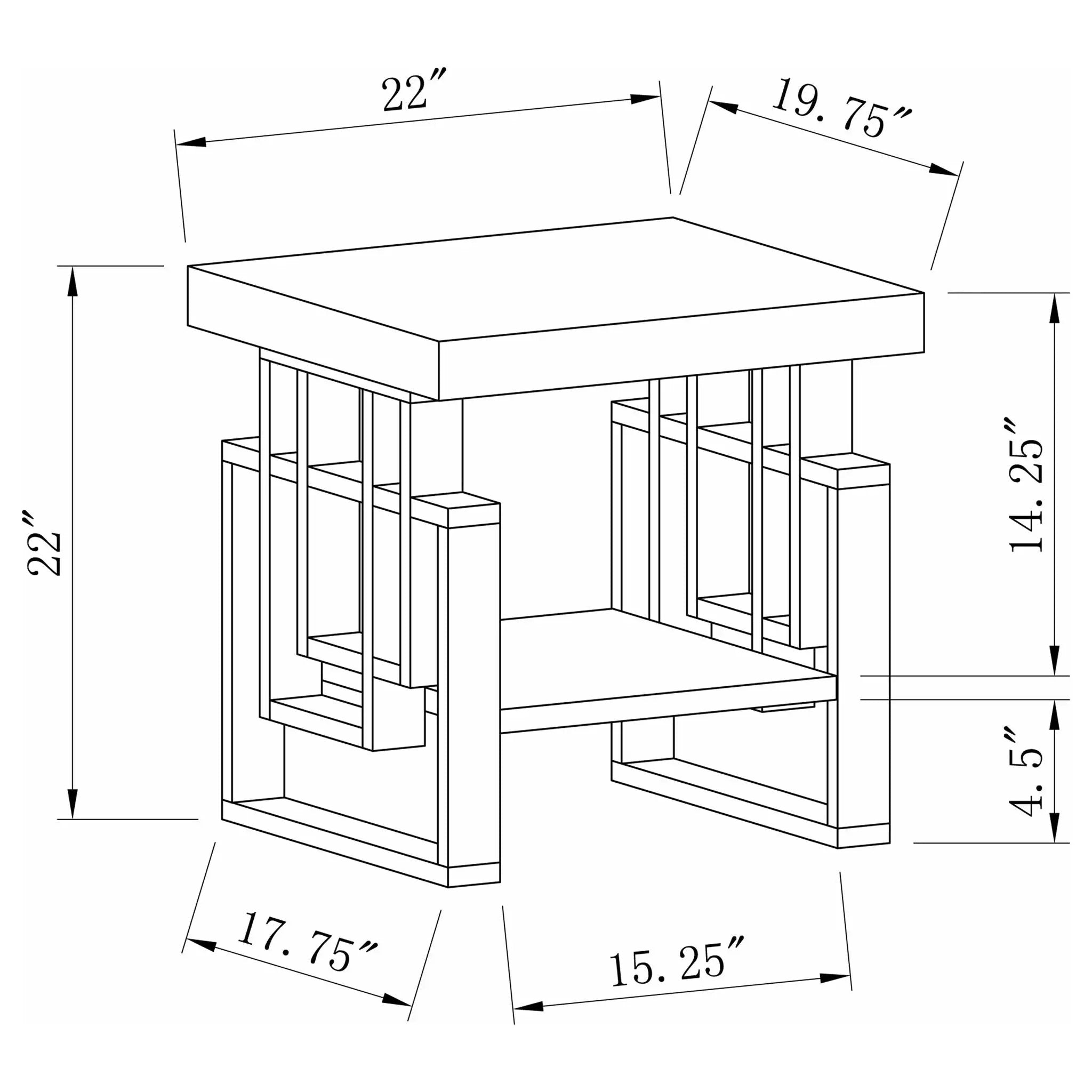 Rectangular End Table With Geometric Design And Open Shelf - White by HouseOfZazla