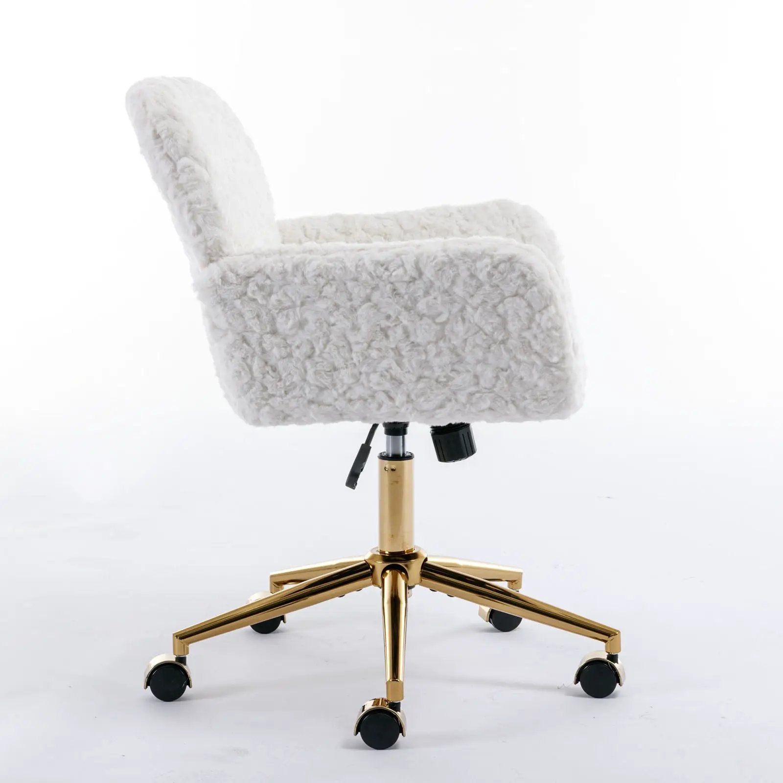 Office Chair, Artificial Rabbit Hair Home Office Chair With Metal Base, Adjustable Desk Chair Swivel Office Chair, Vanity Chair by HouseOfZazla