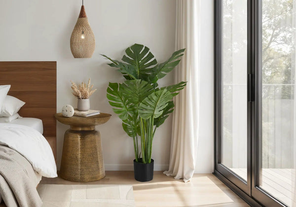 45" Tall, Artificial Plant, Monstera Tree, Indoor, Faux, Fake, Floor, Greenery, Potted, Real Touch, Decorative - Green / Black