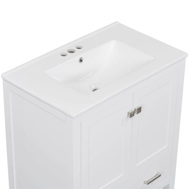 Bathroom Vanity With Single Sink, Combo Cabinet Undermount Sink, Bathroom Storage Cabinet With Two Doors And A Drawer, Soft Closing, Multifunctional Storage, Solid Wood Frame by HouseOfZazla