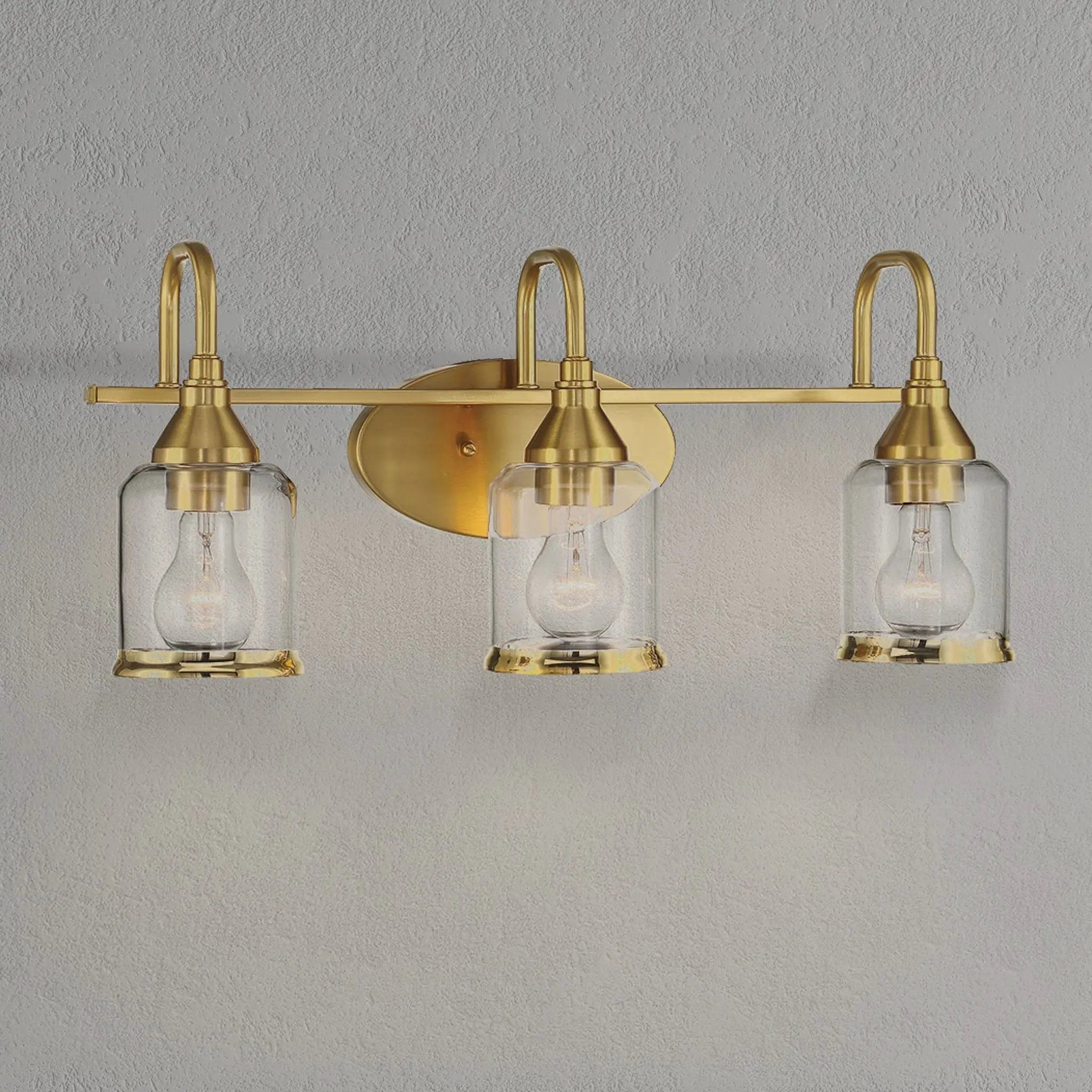 3 Lights Brush Vanity Light - Clear / Gold by HouseOfZazla