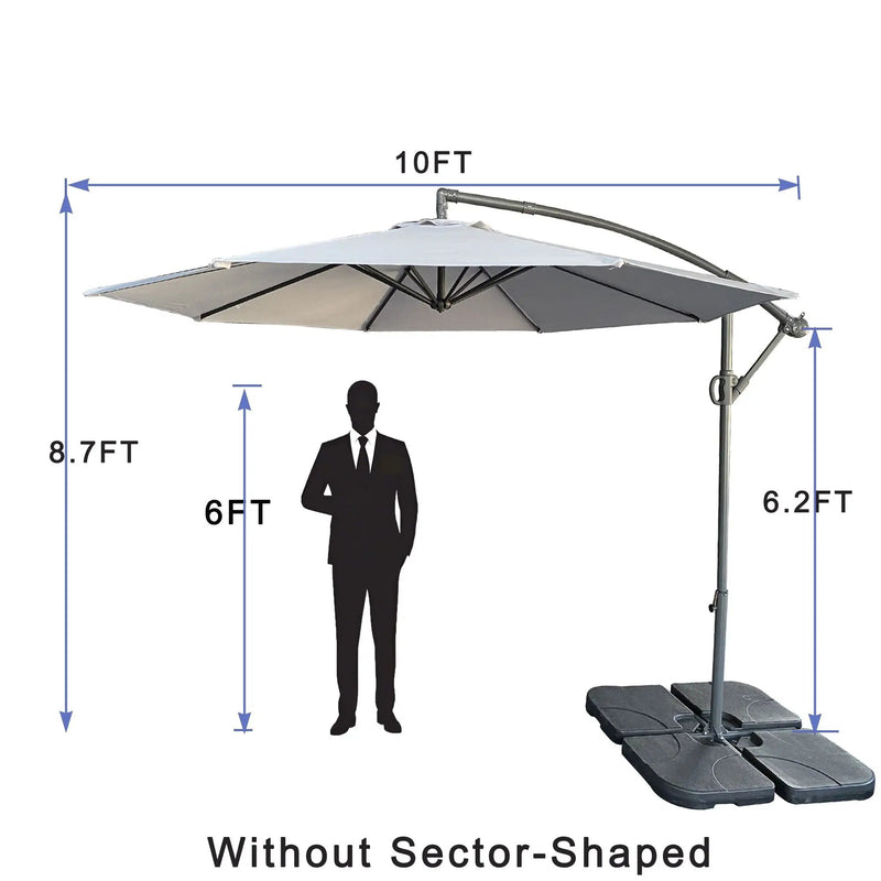 10 Ft Offset Cantilever Patio Umbrella With Crank And Tilt Adjustment For Pool, Deck, And Garden - Gray by Unique Piece Furniture