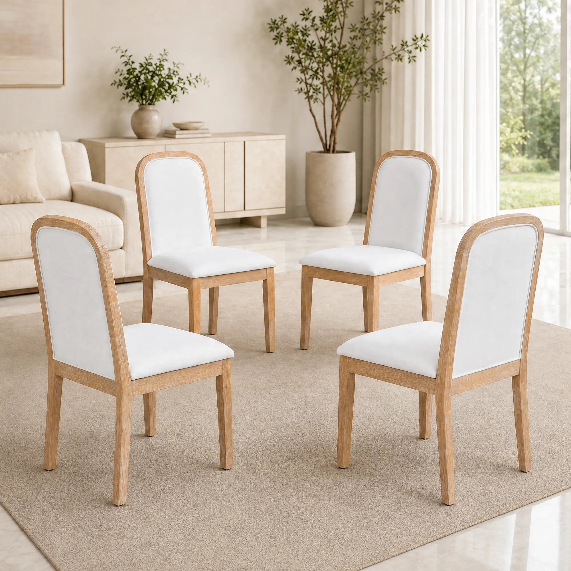 TREXM Vintage Style Dining Chair Set with 4 Upholstered Chairs by HouseOfZazla