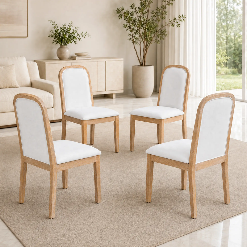 TREXM Vintage Style Dining Chair Set with 4 Upholstered Chairs by HouseOfZazla