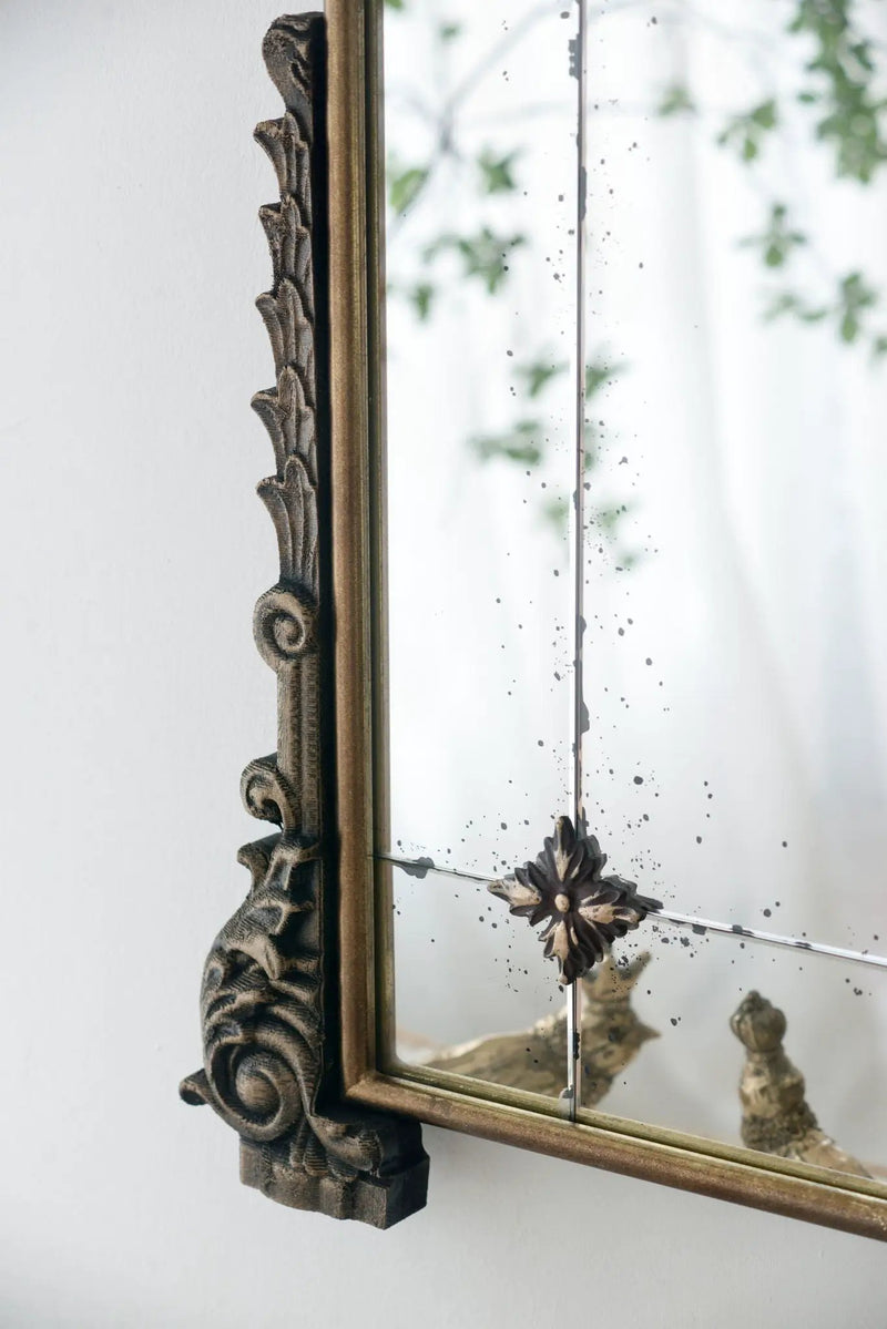 Antique Arched Mirror With Metal Frame, Full Length Mirror For Living Room Bathroom Entryway - Gold by HouseOfZazla