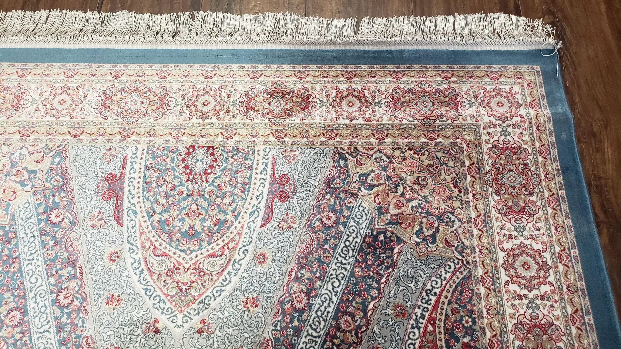 4x6 Silk Carpet, Light Blue & Beige Oriental Rug 4 x 6ft, Traditional Design Medallion All Over, Bamboo Silk, Super Fine, High Quality, Soft by Jewel Rugs