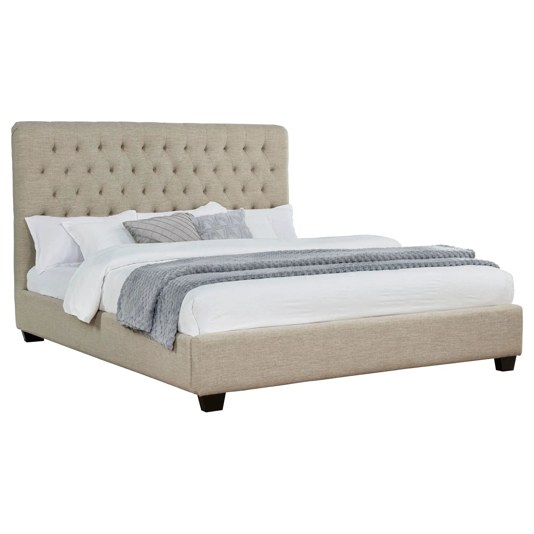 Chloe Upholstered California King Panel Bed Oatmeal by Unique Piece Furniture