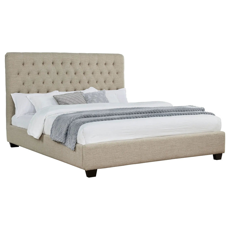 Chloe Upholstered California King Panel Bed Oatmeal by Unique Piece Furniture