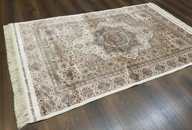 Turkish Memluk Silk Rug 4x6, Hereke Carpet, Bamboo Silk, New by Jewel Rugs
