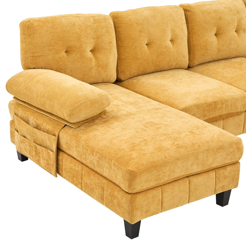 U-Shaped Sectional Sofa 103.5" Fabric Couch With Dual Chaise Lounges, Storage Pockets, Armrest Pillows by HouseOfZazla
