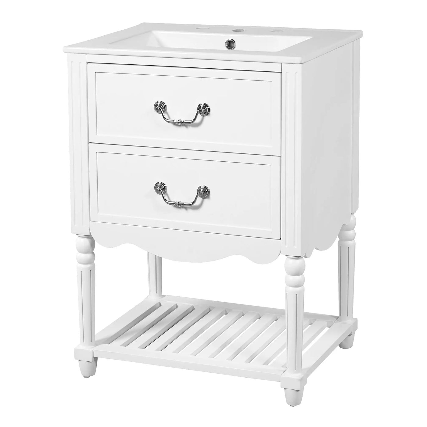 Wave Design Bathroom Vanity With Sink, 2 Drawers And Open Shelf by Unique Piece Furniture