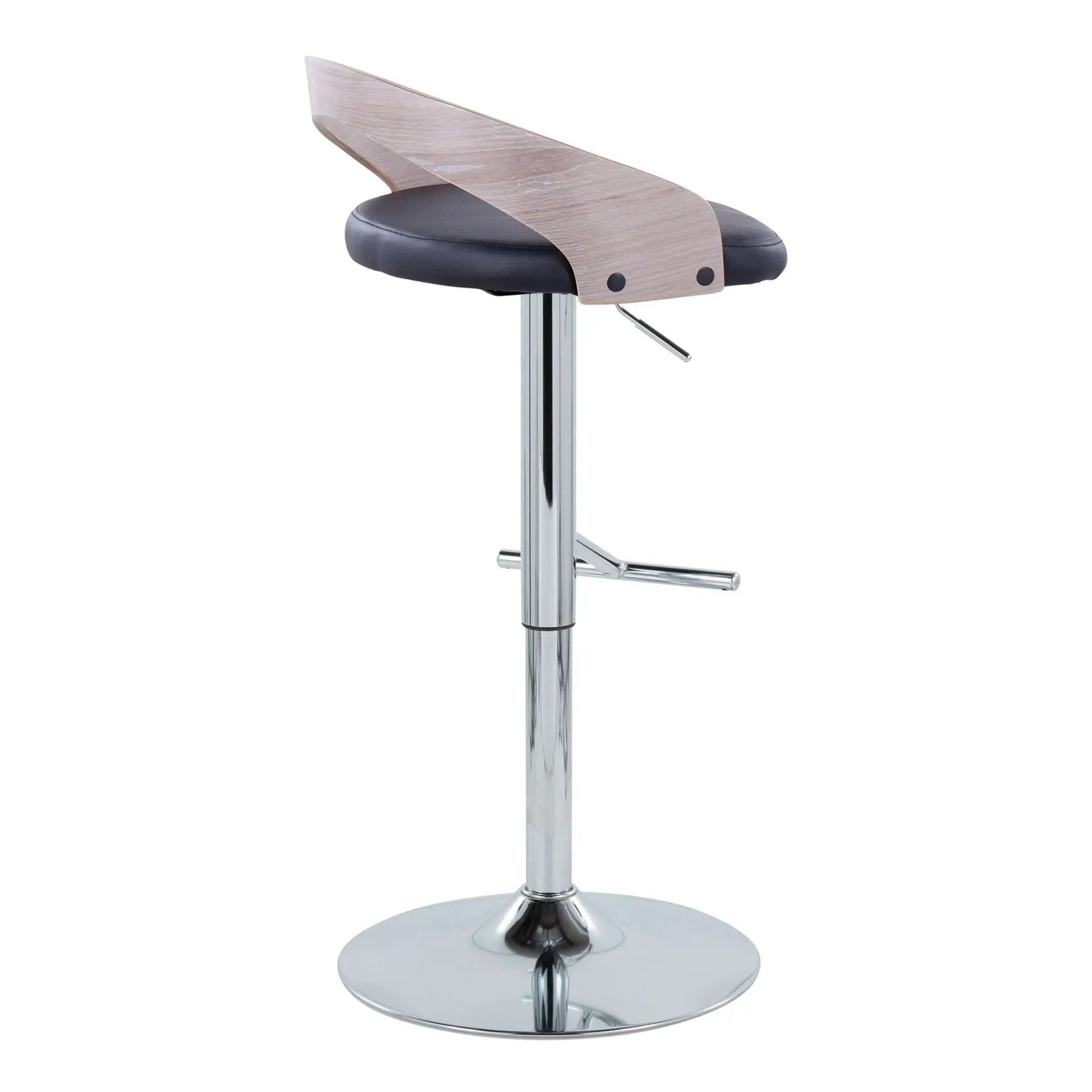 Grotto - Contemporary Adjustable Height Barstool With Swivel With Straight T Footrest (Set of 2) by Unique Piece Furniture