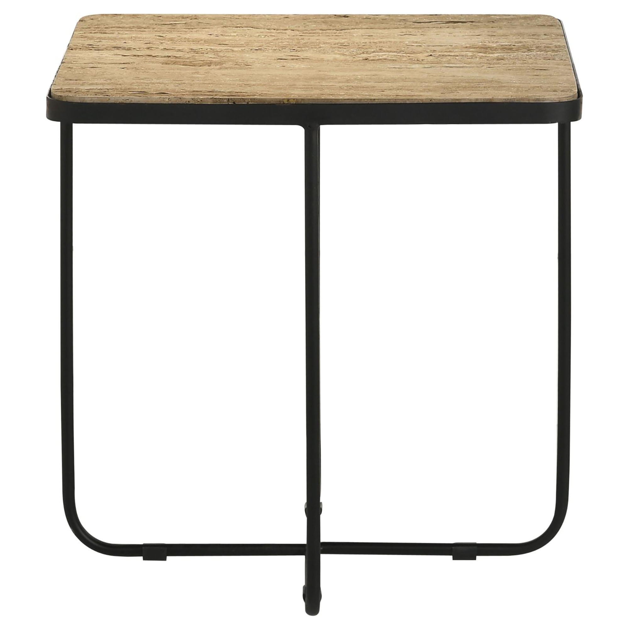 Travertine Accent Table Geometric Design - Brown by HouseOfZazla