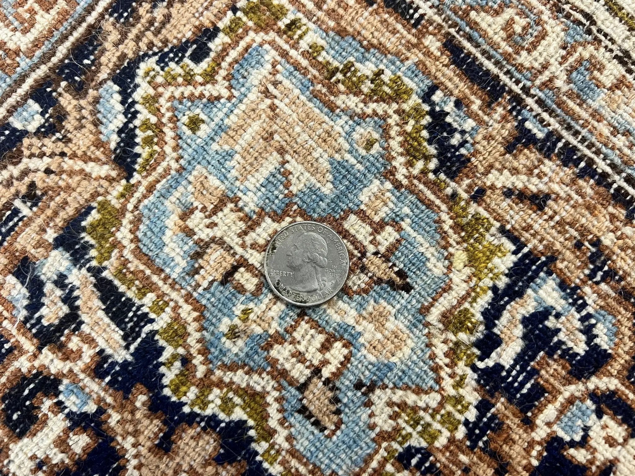 Square Persian Kirman Rug 4x4, Semi Open Field, Handmade by Jewel Rugs