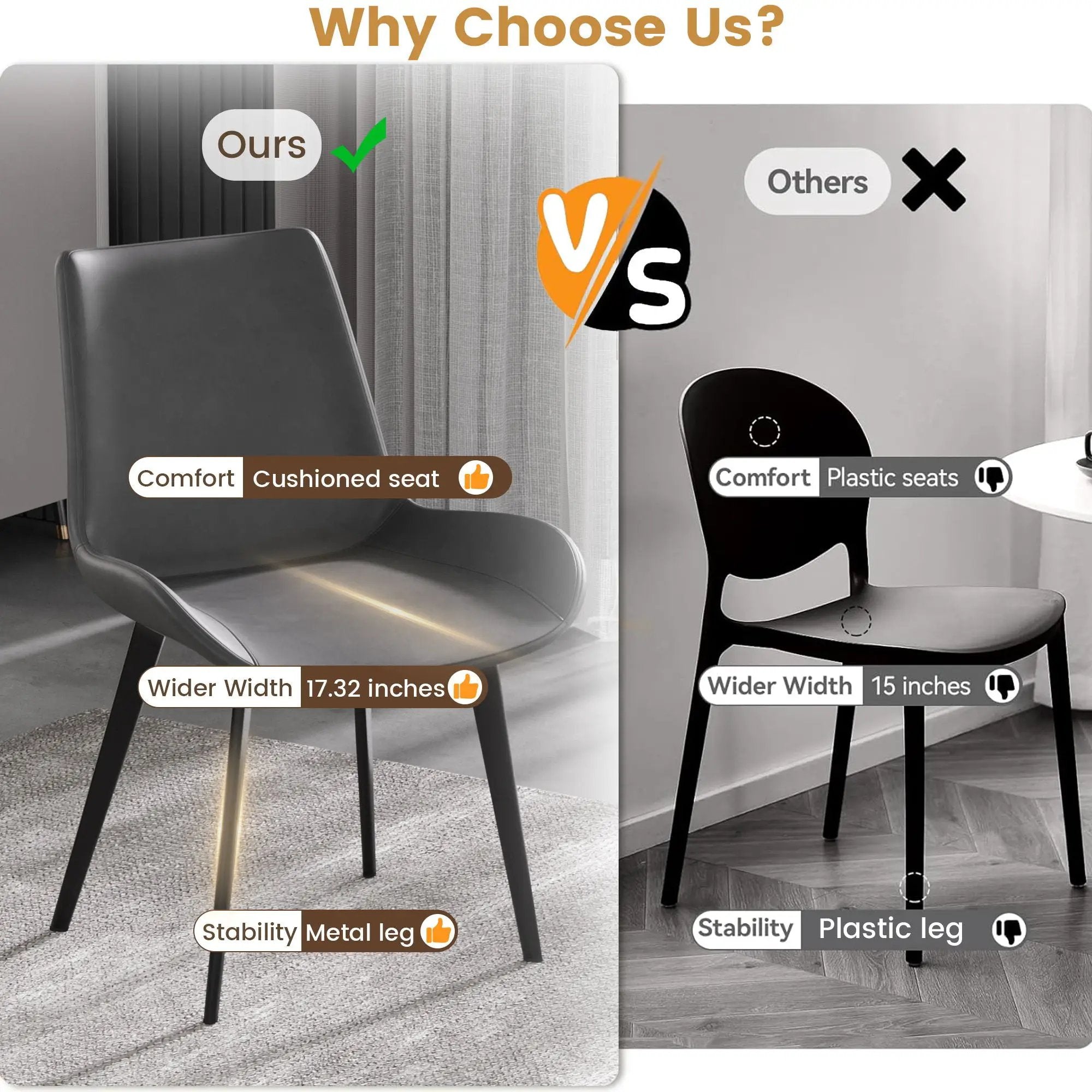 Modern Dining Chair Living Room Metal Leg Dining Chair (Set of 2) by Unique Piece Furniture