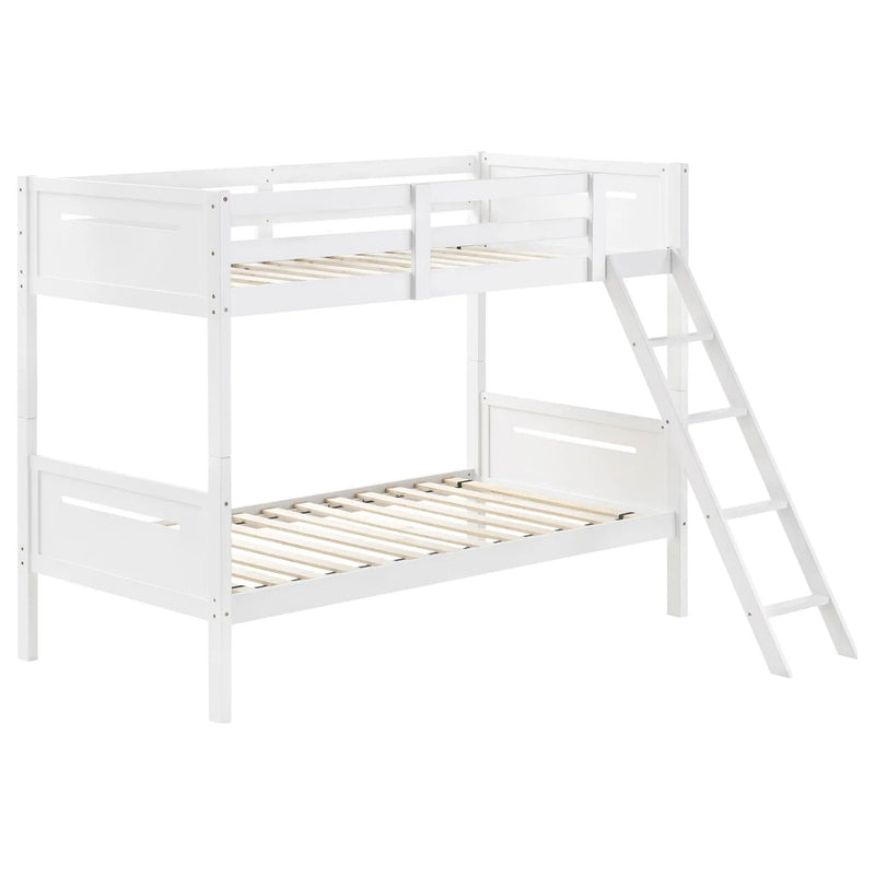 Littleton Wood Twin Over Twin Bunk Bed White by Unique Piece Furniture