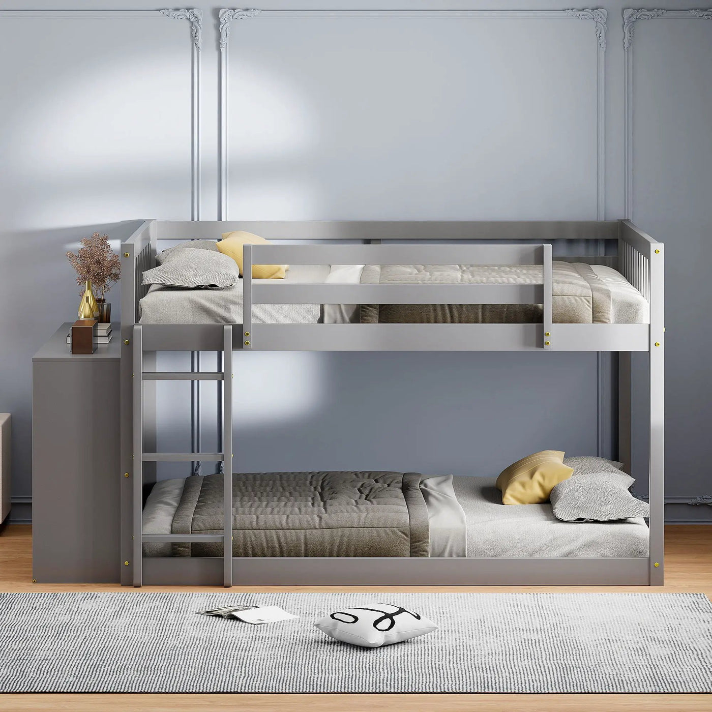 Bunk Bed With 4 Drawers And 3 Shelves by Unique Piece Furniture