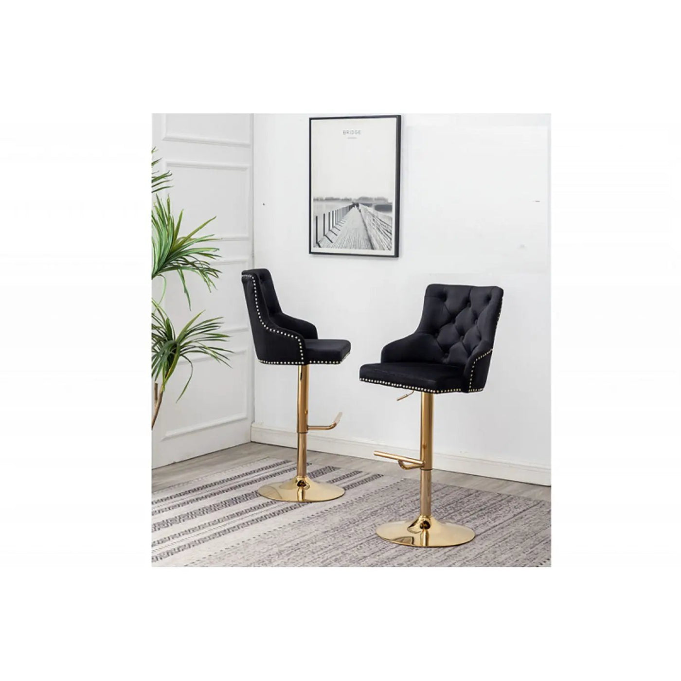 Adjustable Swivel Bar Stool With Nailhead Trim (Set of 2) by Unique Piece Furniture