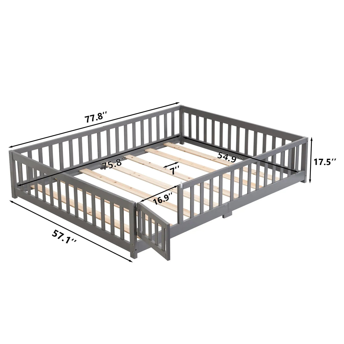 Solid Wood Floor Bed With Door And Fence For Children by HouseOfZazla