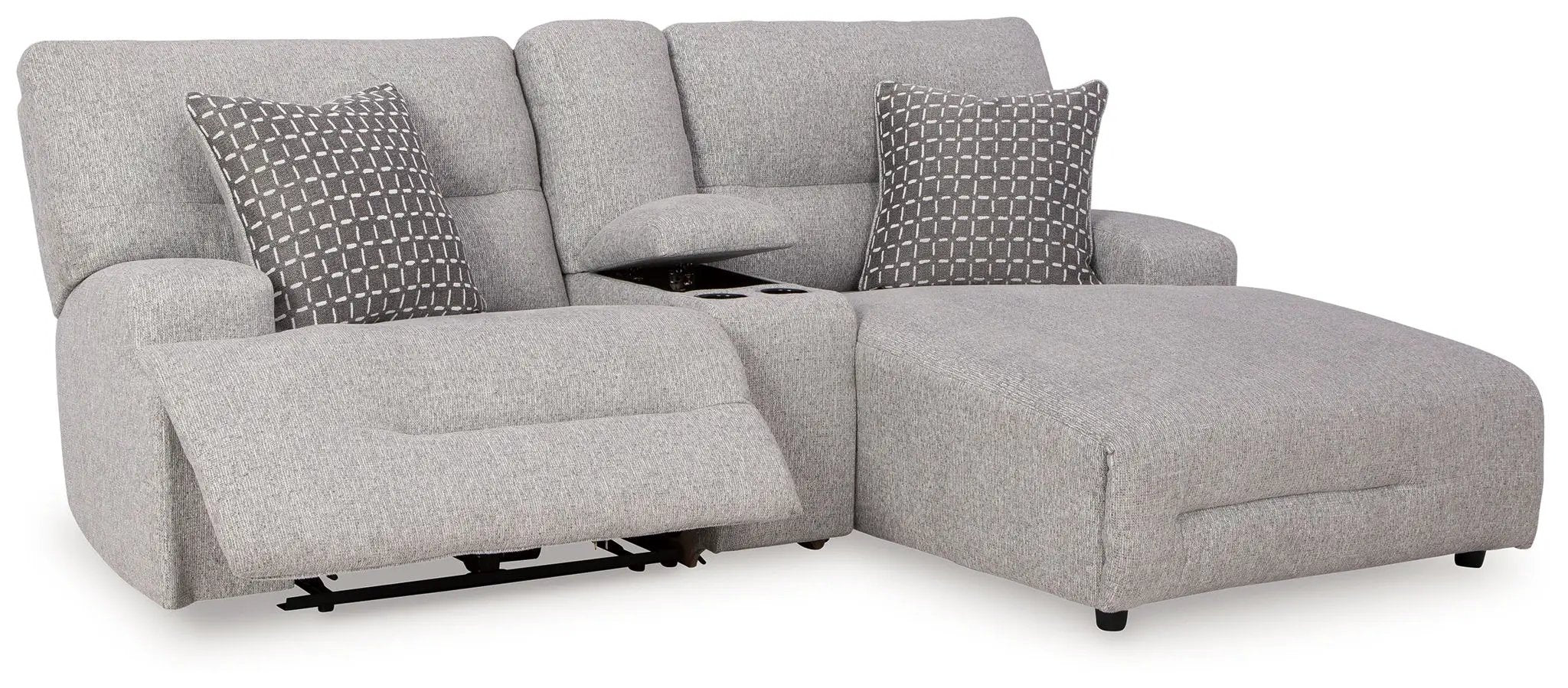Acklen Place - 4 Pc. - 3-Piece Power Reclining Sectional Sofa With Raf Chaise, Wide Seat Power Recliner - Pewter by Unique Piece Furniture