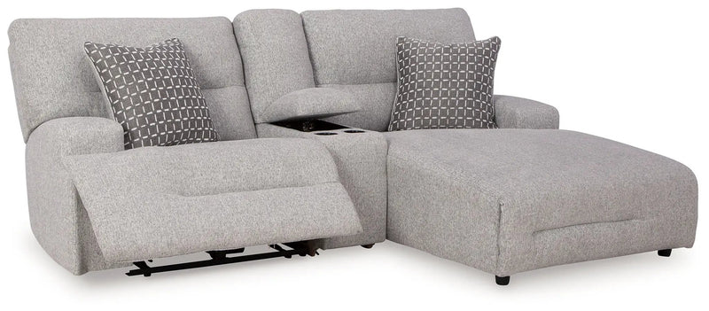 Acklen Place - 4 Pc. - 3-Piece Power Reclining Sectional Sofa With Raf Chaise, Wide Seat Power Recliner - Pewter by Unique Piece Furniture