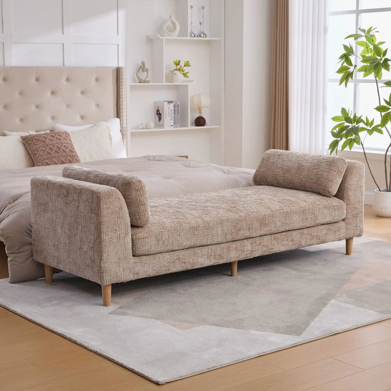 Modern Upholstered End Of Bed Bench With Armrests by Unique Piece Furniture