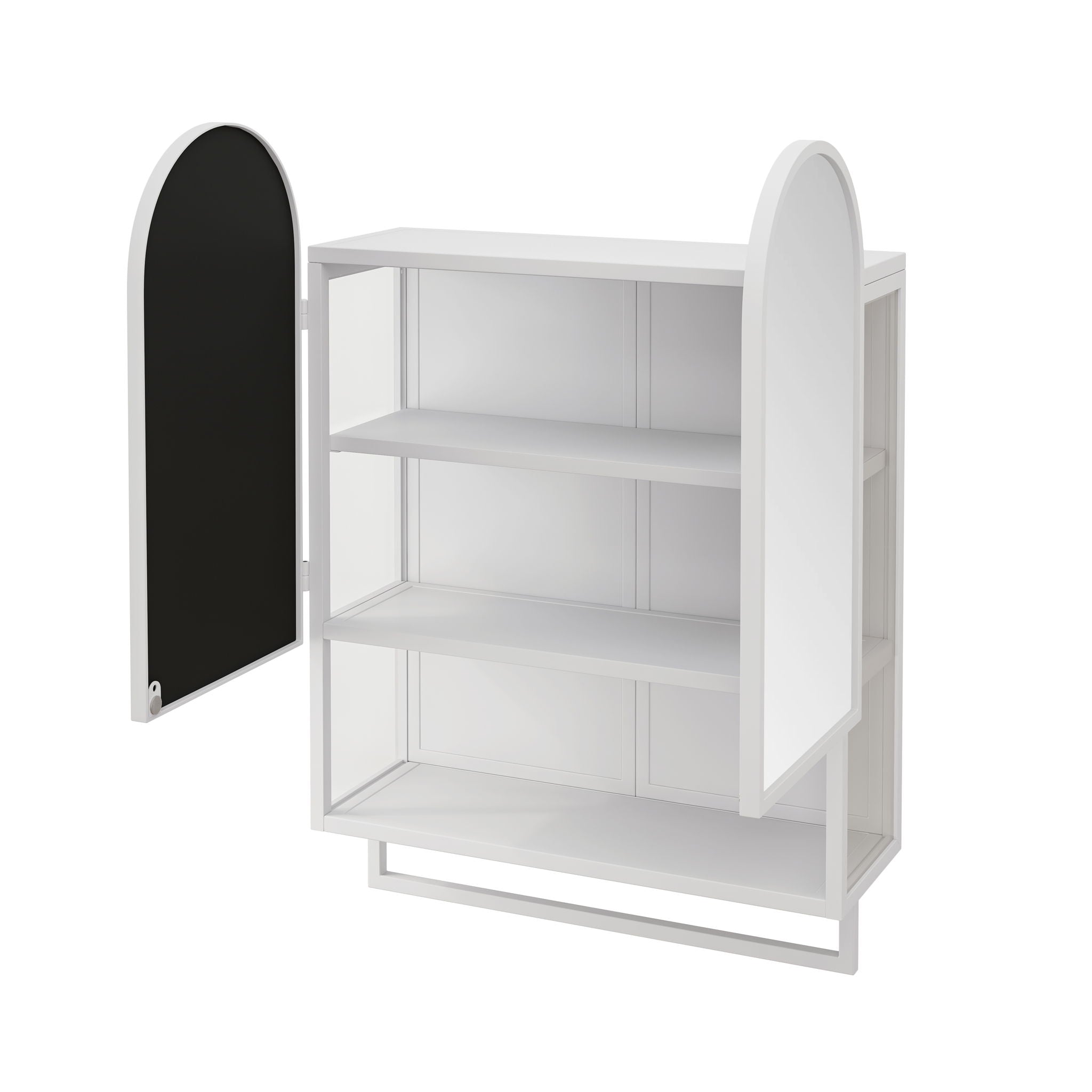 Double Arched Mirror Wall Cabinet With 2 Doors, Featuring Adjustable Shelves And Towel Rack by HouseOfZazla